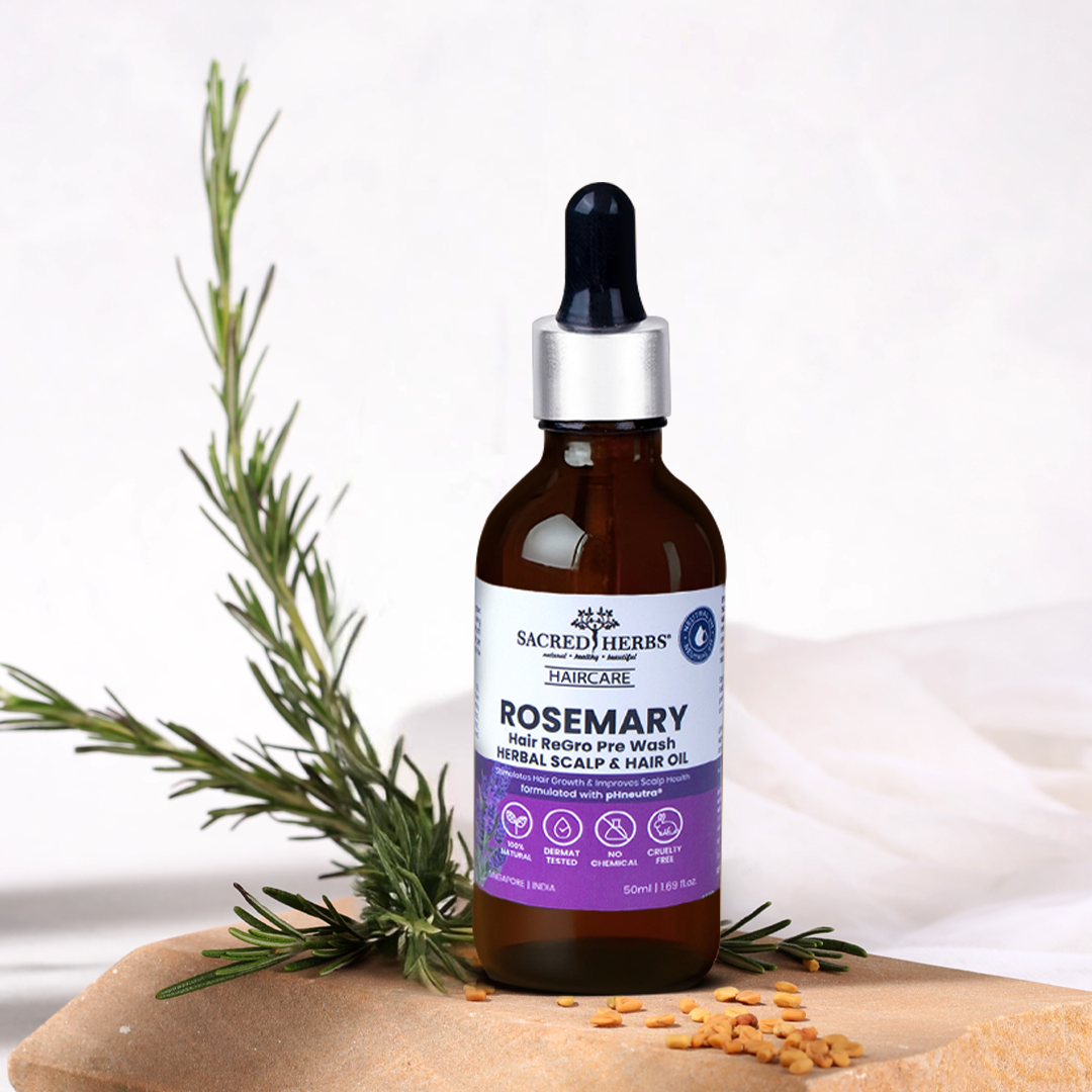 sacred herbs ROSEMARY Hair ReGro Pre-Wash Herbal Scalp & Hair Oil with Holy Tulsi