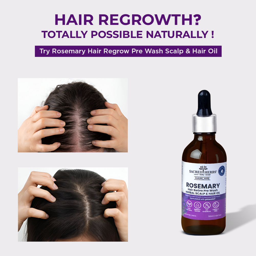 sacred herbs ROSEMARY Hair ReGro Pre-Wash Herbal Scalp & Hair Oil with Holy Tulsi