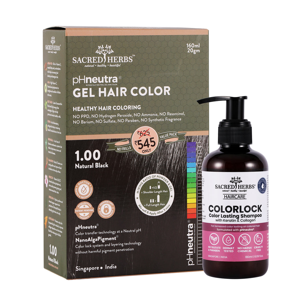 Sacred Herbs Color Lock Shampoo+ Hair Color Value Pack