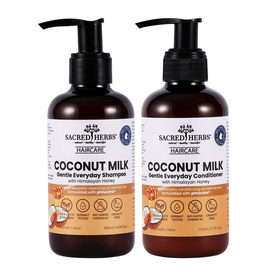 Sacred Herbs Coconut Milk Gentle Cleansing Shampoo+Conditioner with Himalayan Honey (Pack Of 2)