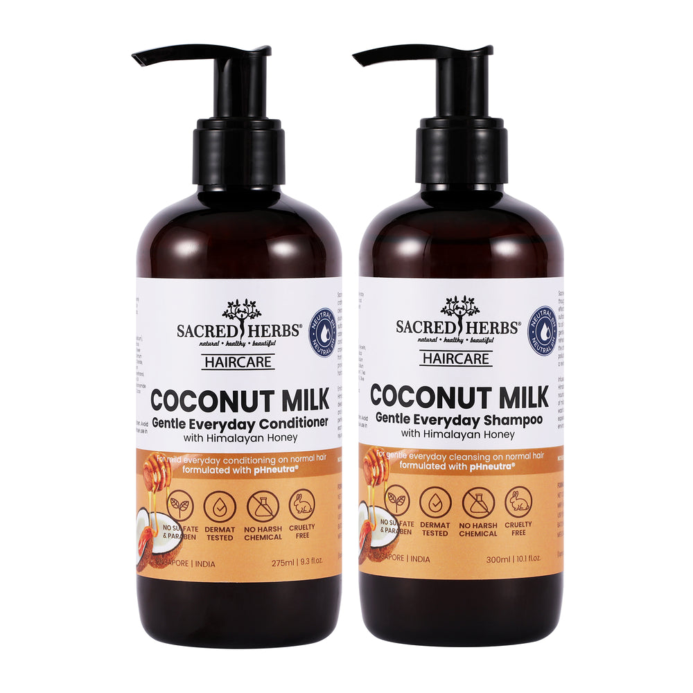 Sacred Herbs Coconut Milk Gentle Cleansing Shampoo+Conditioner with Himalayan Honey (Pack Of 2)