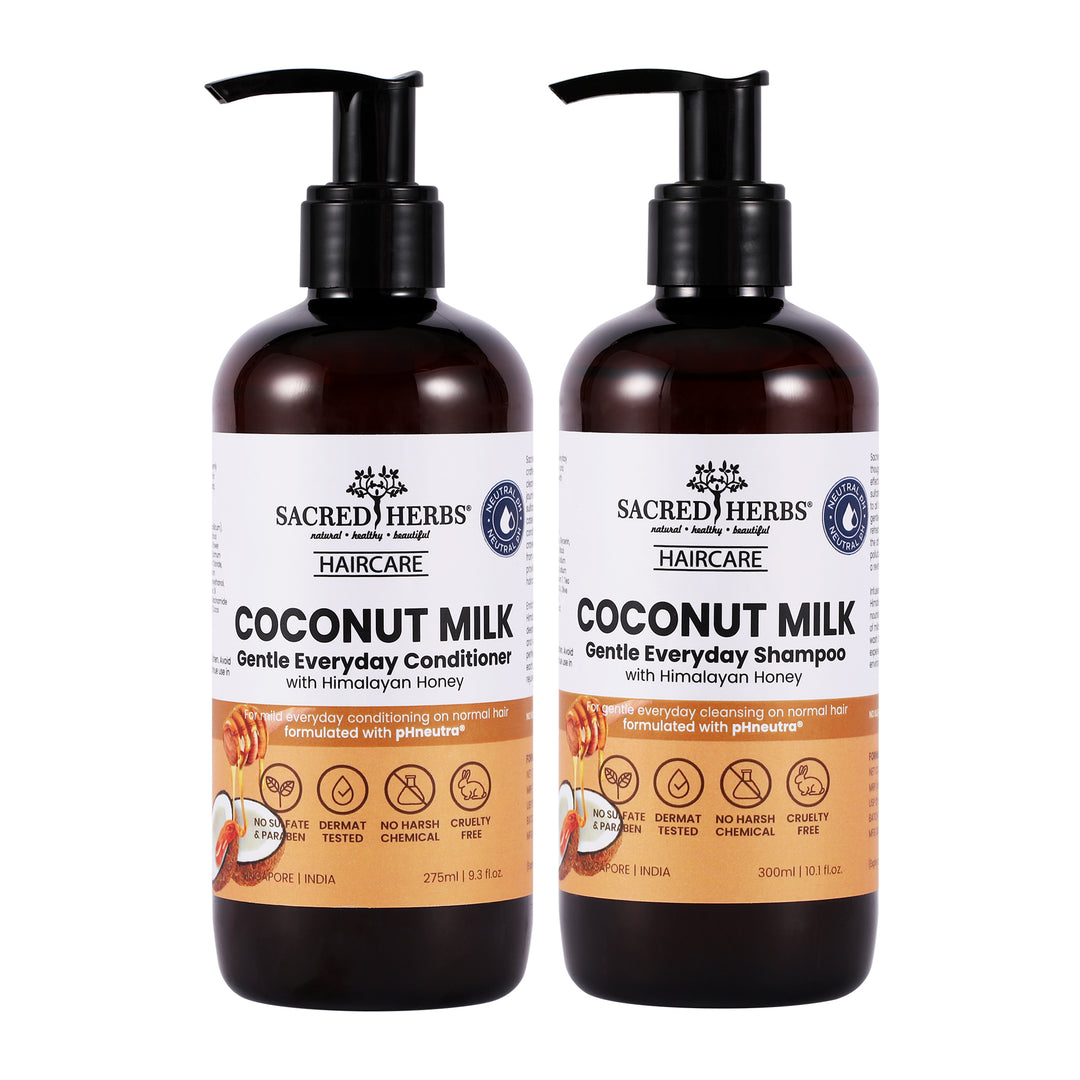 Sacred Herbs Coconut Milk Gentle Cleansing Shampoo+Conditioner with Himalayan Honey (Pack Of 2)