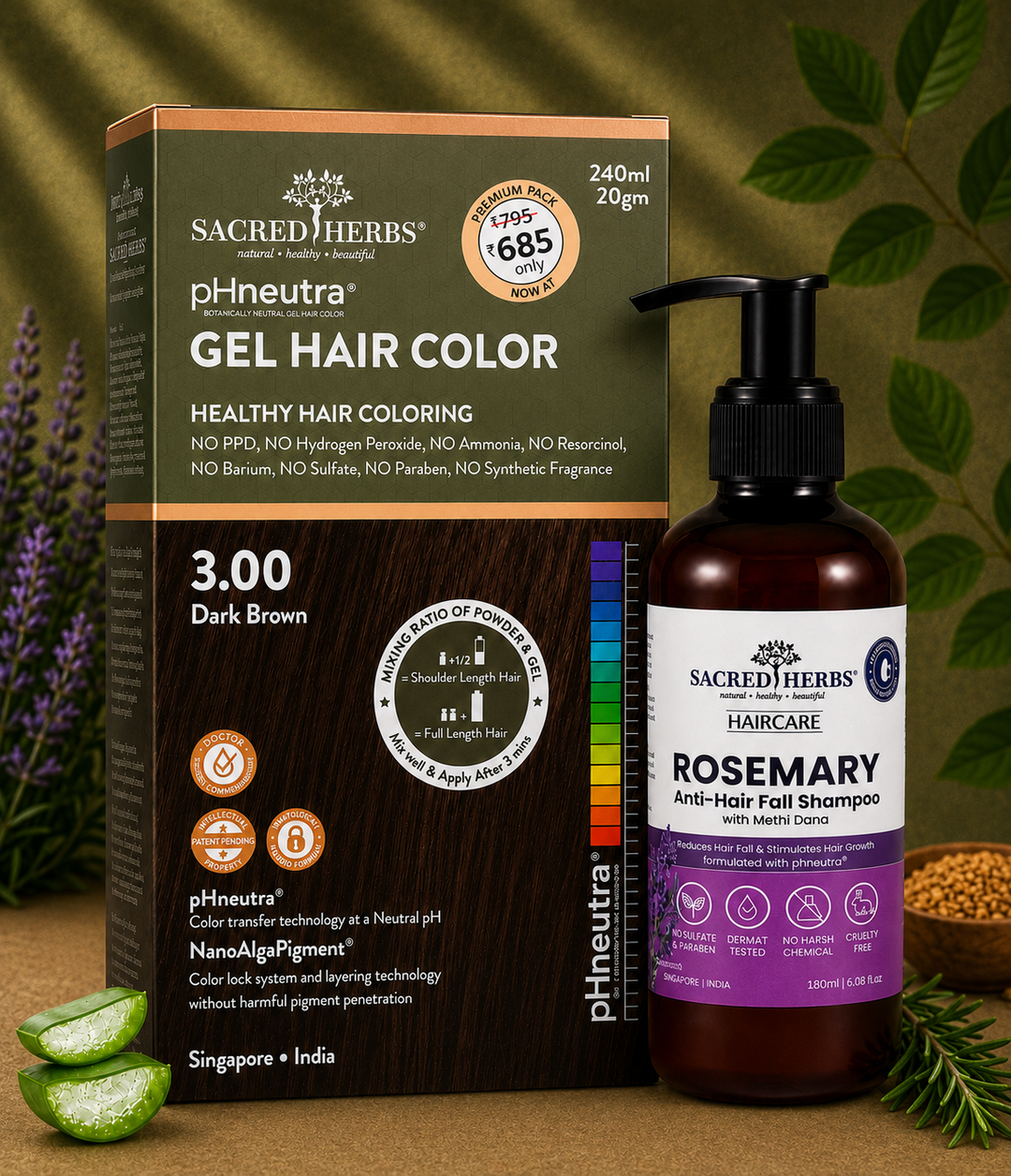 Sacred Herbs® Damage Free pH Neutral Gel Colour - Available in 5 Shades (Premium Pack)