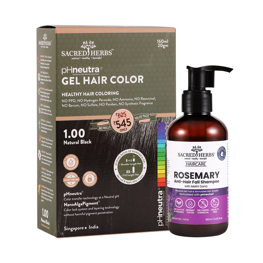 sacred herbs Rosemary Methi dana Shampoo+ Hair Color Value Pack
