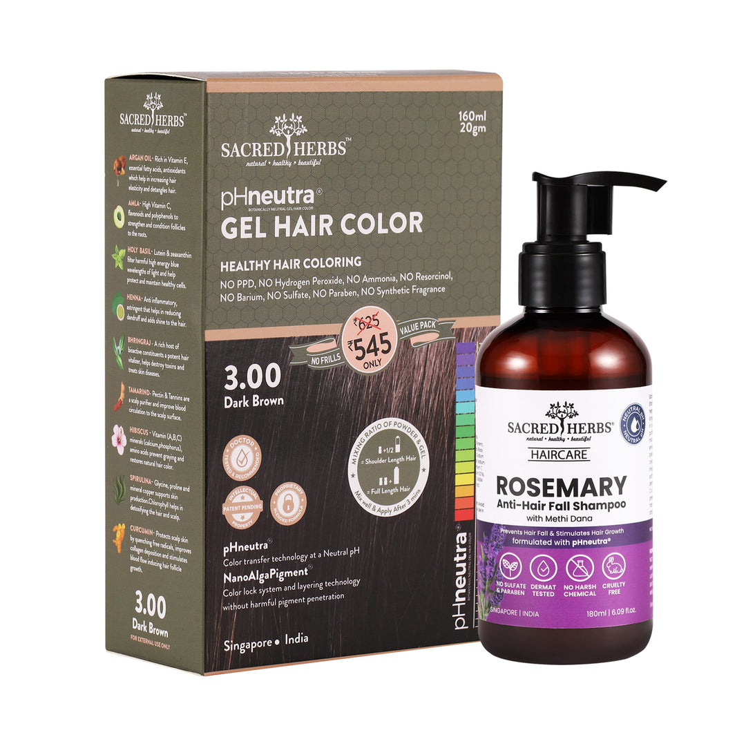 sacred herbs Rosemary Methi dana Shampoo+ Hair Color Value Pack