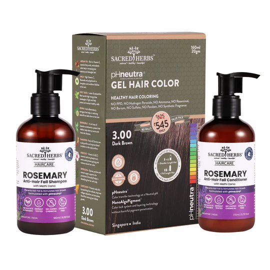 sacred herbs Rosemary Methi Dana Hair Care : Complete Hair Color Value Pack