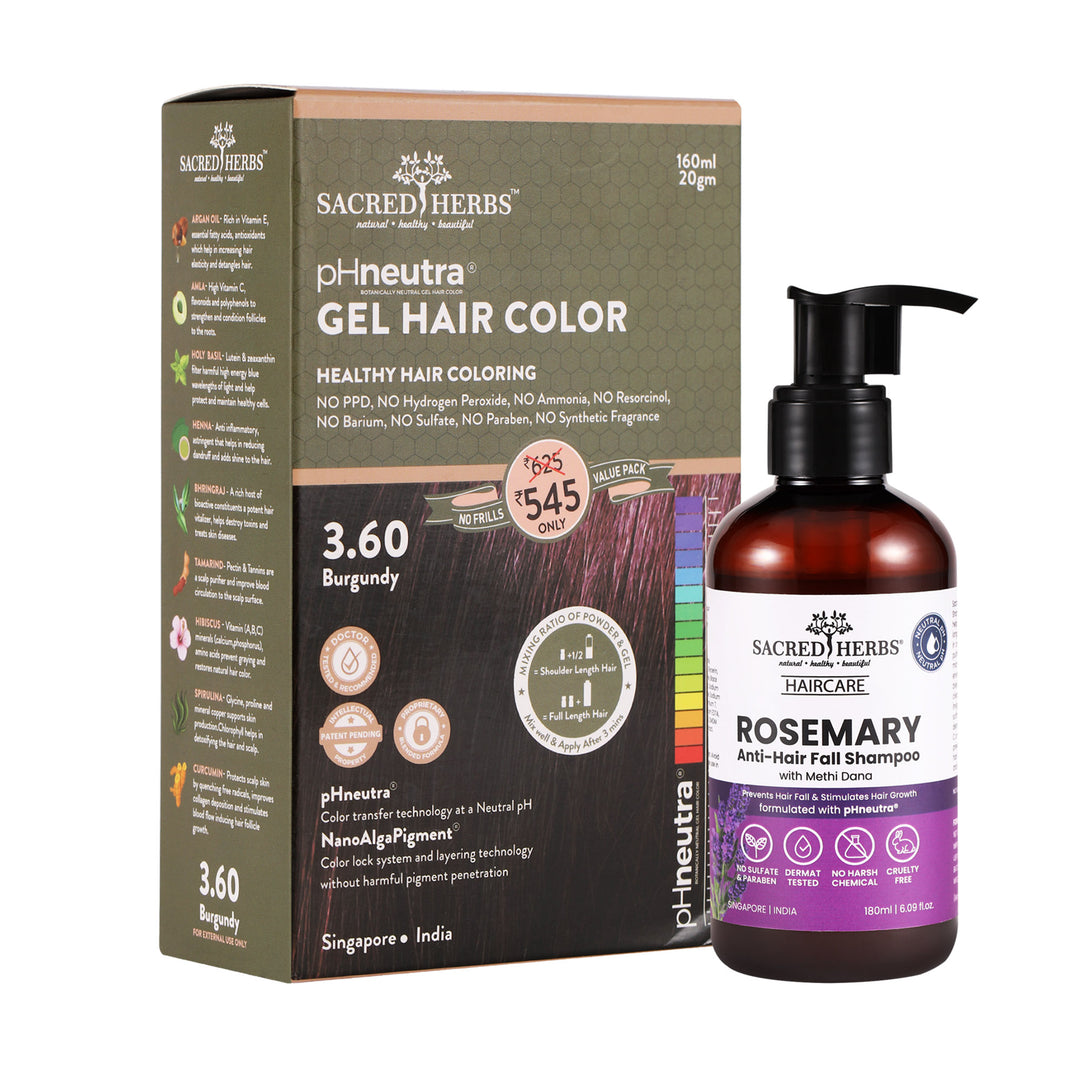 sacred herbs Rosemary Methi dana Shampoo+ Hair Color Value Pack