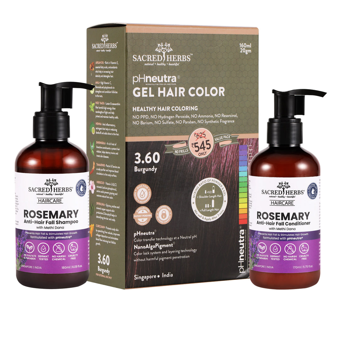sacred herbs Rosemary Methi Dana Hair Care : Complete Hair Color Value Pack