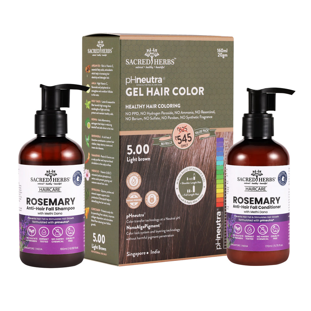 sacred herbs Rosemary Methi Dana Hair Care : Complete Hair Color Value Pack