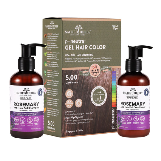 sacred herbs Rosemary Methi Dana Hair Care : Complete Hair Color Value Pack