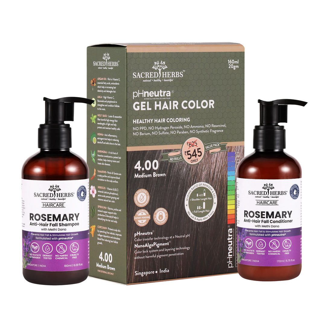 sacred herbs Rosemary Methi Dana Hair Care : Complete Hair Color Value Pack