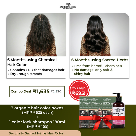 Sacred Herbs Hair Color (3 hair color boxes + 1 ColorLock Shampoo) (1635)