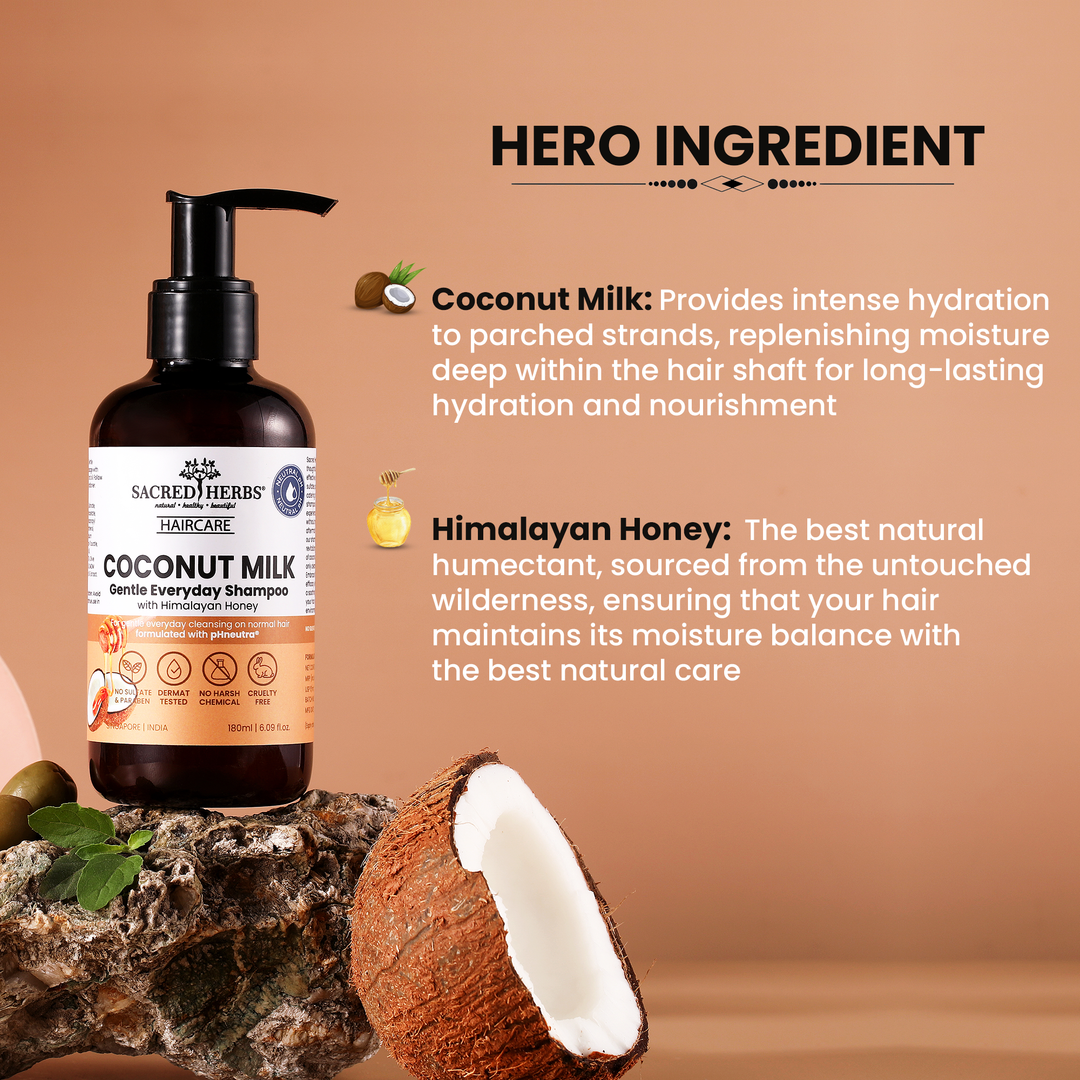 Sacred Herbs Coconut Milk Gentle Cleansing Shampoo+Conditioner with Himalayan Honey (Pack Of 2)