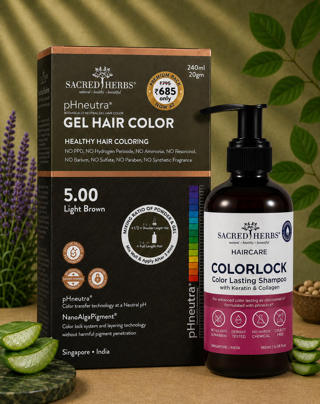 Sacred Herbs® Damage Free pH Neutral Gel Colour - Available in 5 Shades (Premium Pack)