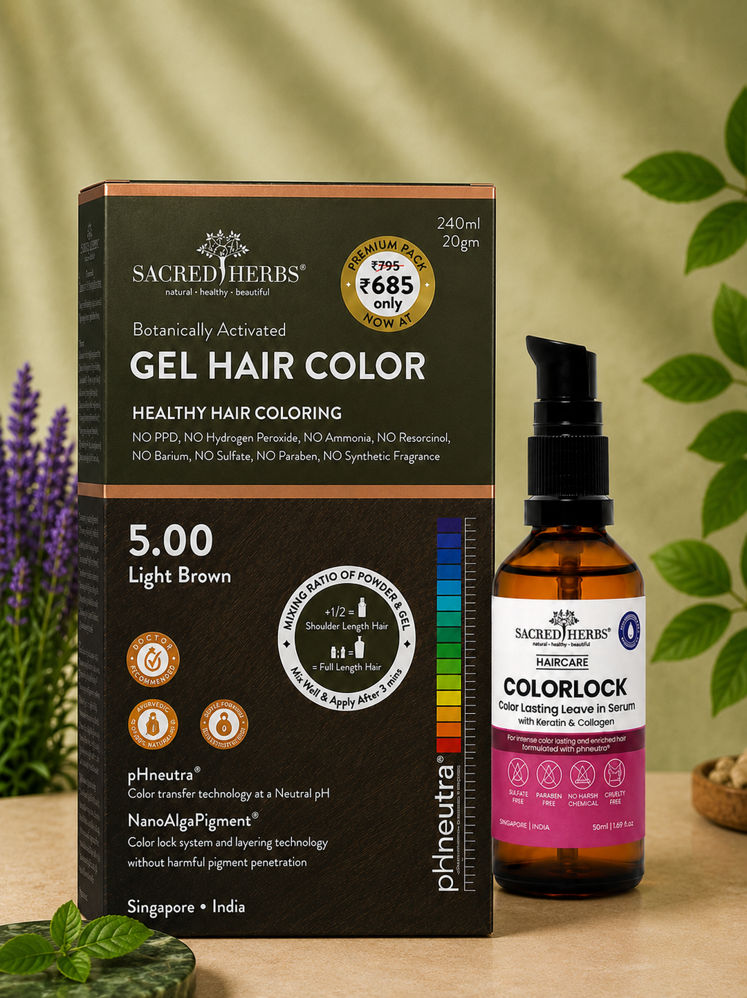Sacred Herbs® Damage Free pH Neutral Gel Colour - Available in 5 Shades (Premium Pack)