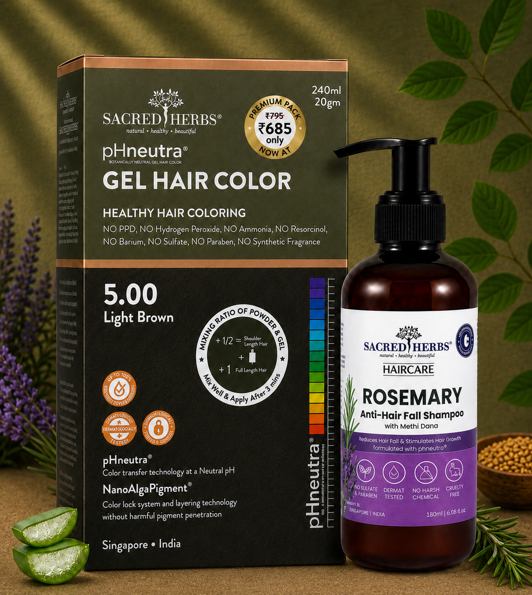 Sacred Herbs® Damage Free pH Neutral Gel Colour - Available in 5 Shades (Premium Pack)