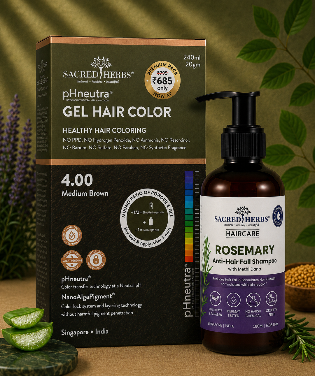 Sacred Herbs® Damage Free pH Neutral Gel Colour - Available in 5 Shades (Premium Pack)