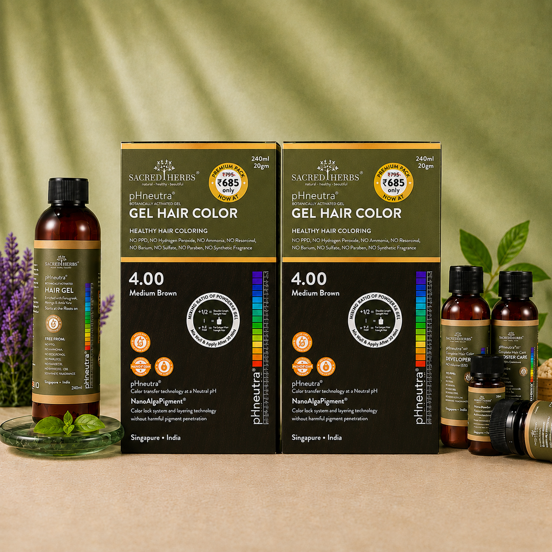 Sacred Herbs® Damage Free pH Neutral Gel Hair Colour - Available in 5 Shades (Premium Pack) (Pack Of 2)