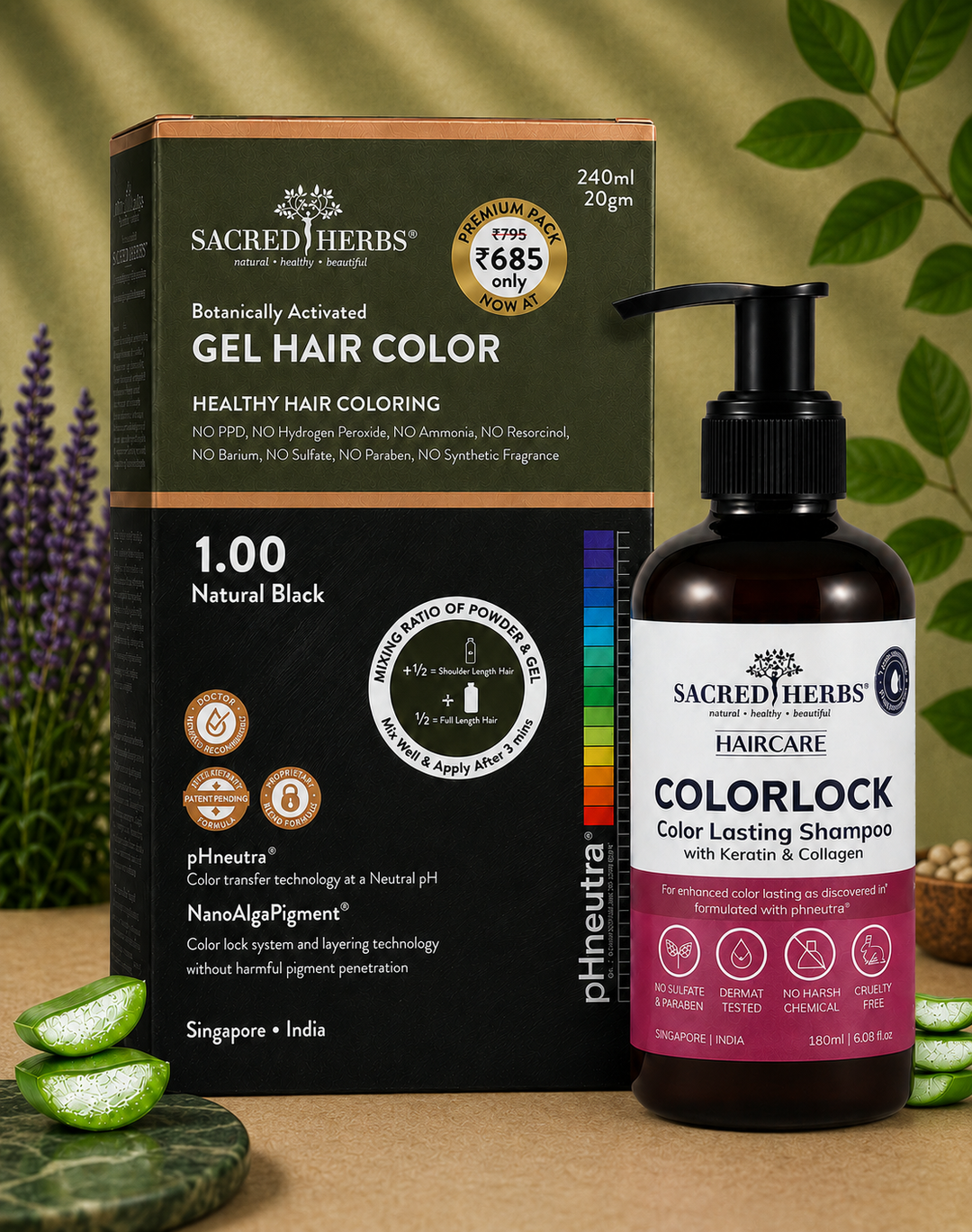 Sacred Herbs® Damage Free pH Neutral Gel Colour - Available in 5 Shades (Premium Pack)