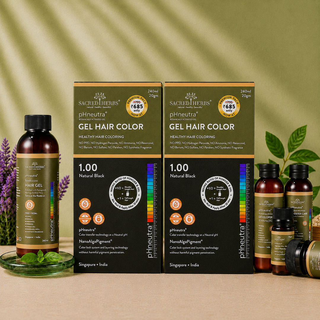 Sacred Herbs® Damage Free pH Neutral Gel Hair Colour - Available in 5 Shades (Premium Pack) (Pack Of 2)