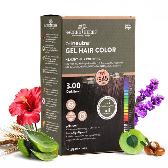 Sacred Herbs® Damage Free pH Neutral Gel Colour(Premium Pack)-Dark Brown 3.00