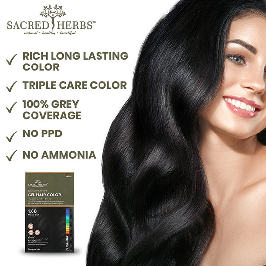 Sacred Herbs® Damage Free pH Neutral Gel Colour-Natural Black 1.00