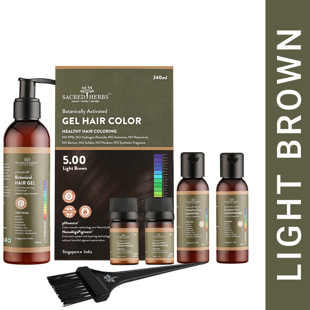 Super Combo Pack Light Brown 5.00 SacredHerbs Botanically Activated Gel Hair Color